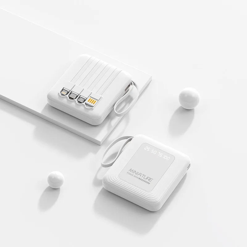 Mini Power Bank 10000mAh – Câbles Intégrés & Charge Rapide 22,5W