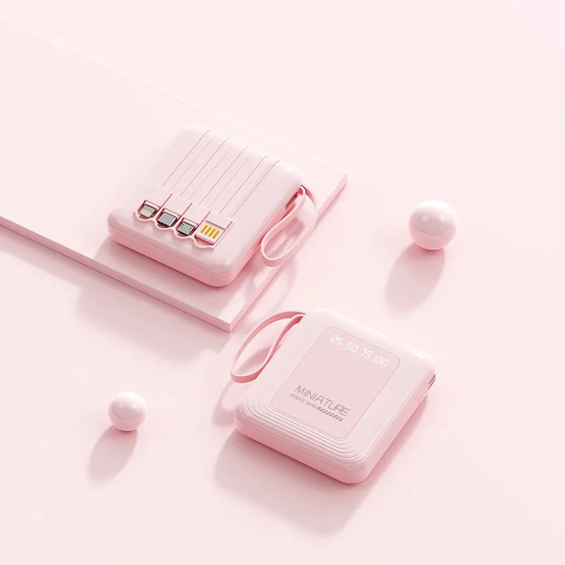 Mini Power Bank 10000mAh – Câbles Intégrés & Charge Rapide 22,5W
