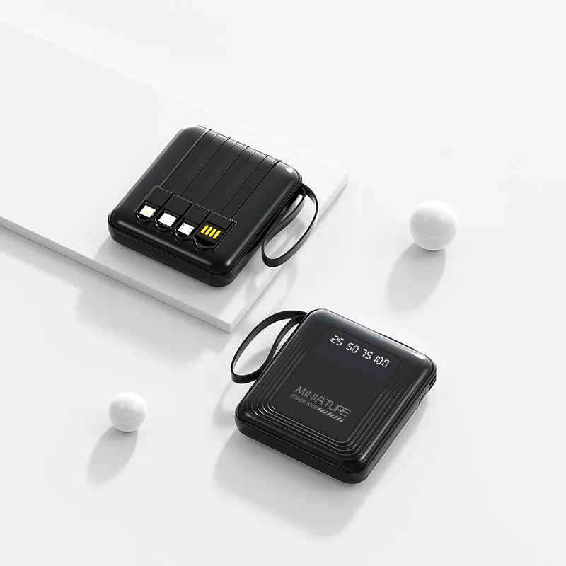 Mini Power Bank 10000mAh – Câbles Intégrés & Charge Rapide 22,5W