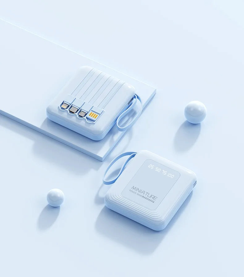 Mini Power Bank 10000mAh – Câbles Intégrés & Charge Rapide 22,5W