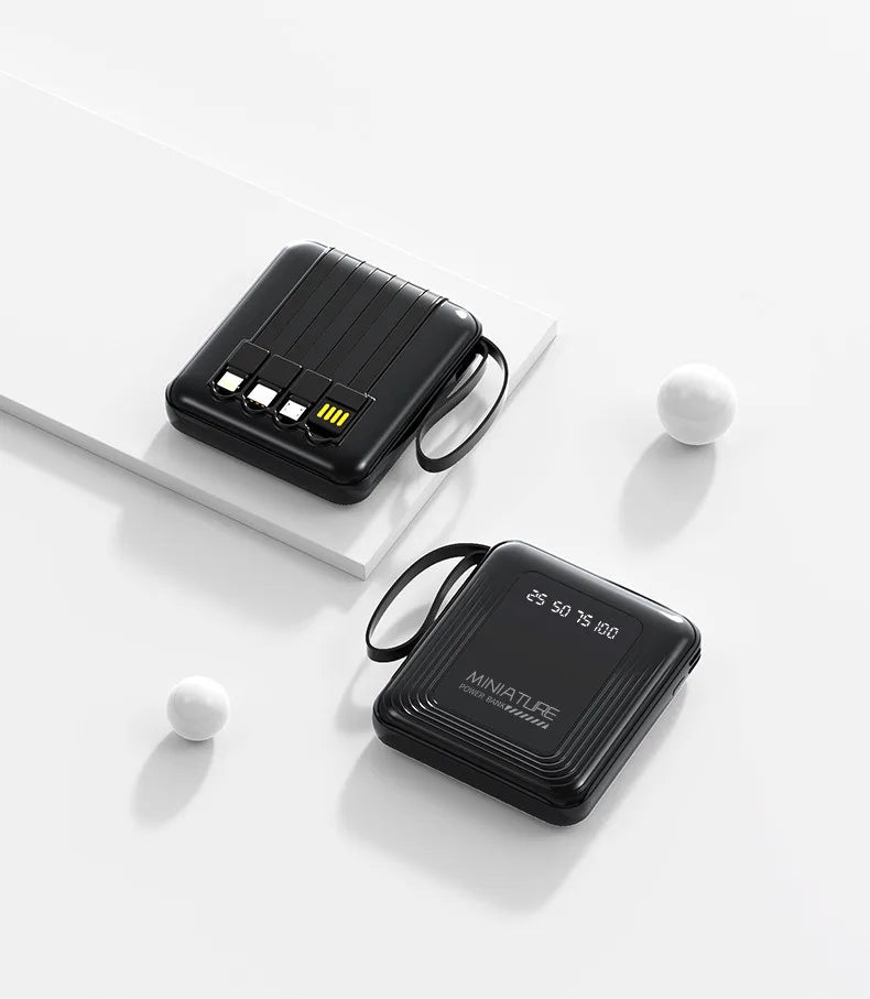 Mini Power Bank 10000mAh – Câbles Intégrés & Charge Rapide 22,5W