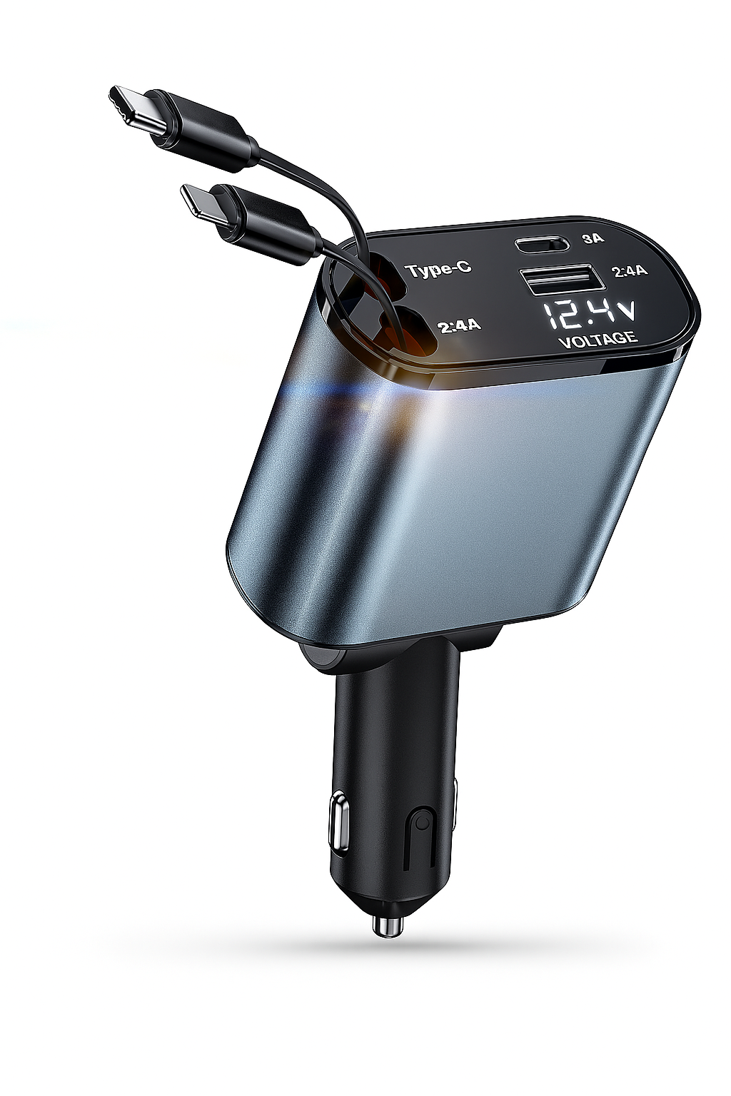 Chargeur Voiture 120W USB-C – Charge Rapide & Cordon Rétractable