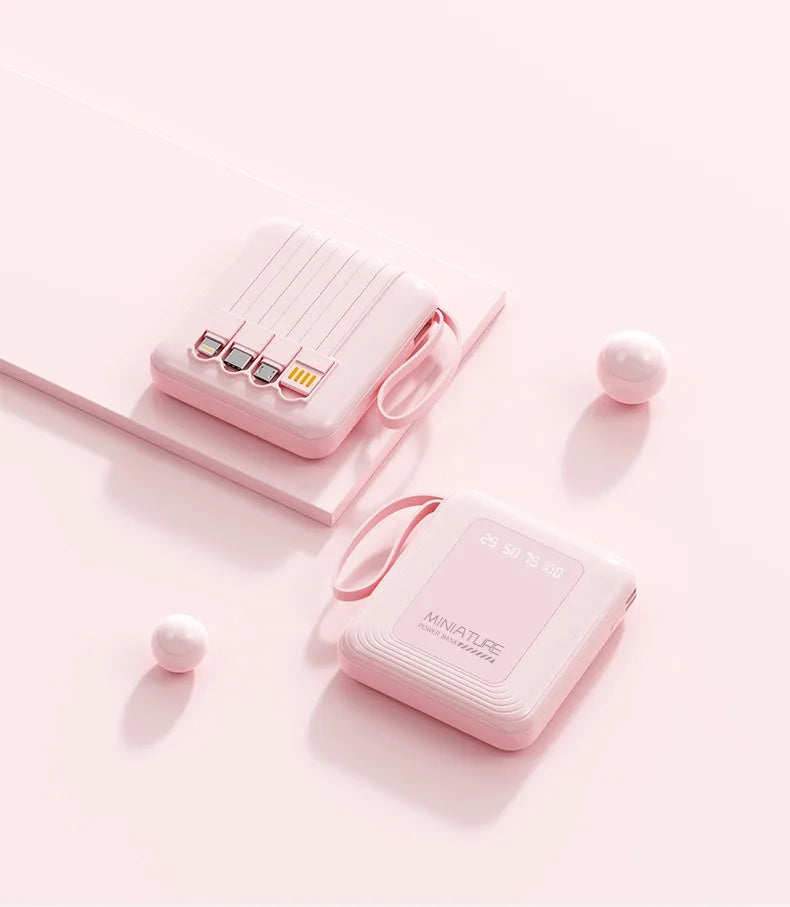 Mini Power Bank 10000mAh – Câbles Intégrés & Charge Rapide 22,5W