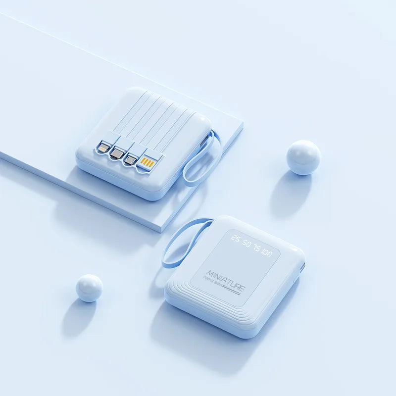 Mini Power Bank 10000mAh – Câbles Intégrés & Charge Rapide 22,5W