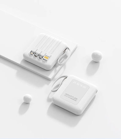 Mini Power Bank 10000mAh – Câbles Intégrés & Charge Rapide 22,5W