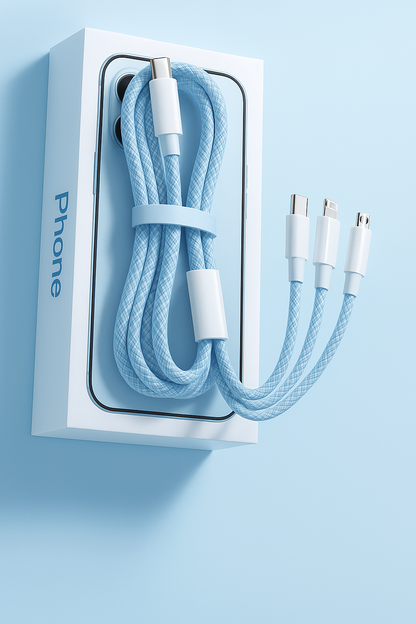 Câble 3-en-1 100W – Charge Rapide Universelle & Multi-Appareils