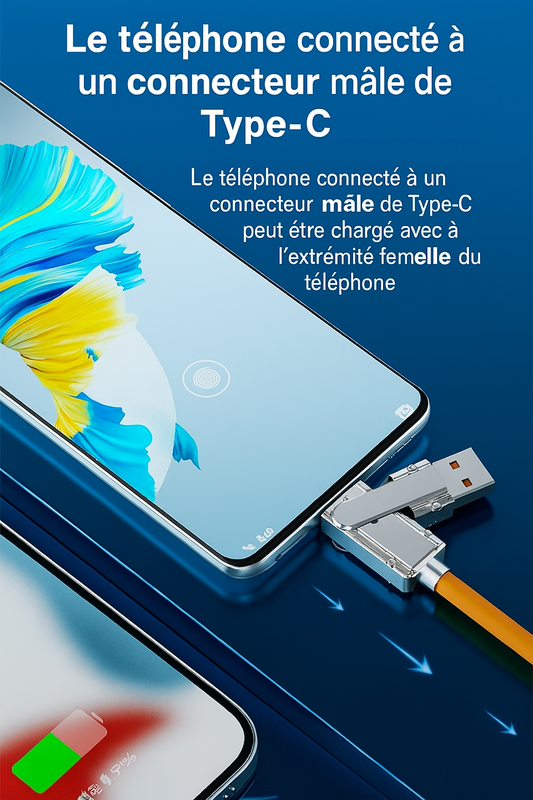 Câble 4-en-1 120W – Charge Ultra Rapide PD & Universelle