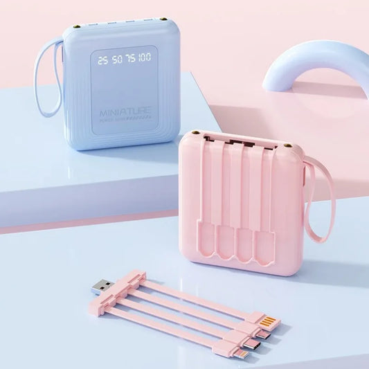 Mini Power Bank 10000mAh – Câbles Intégrés & Charge Rapide 22,5W